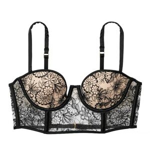 VICTORIA SECRET VERY SEXY FLORAL Embroidered Bustier Bra 32C  Originally $89 G20